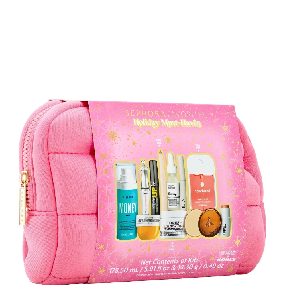 Sephora Pink Quilted Bag with Skincare Essentials